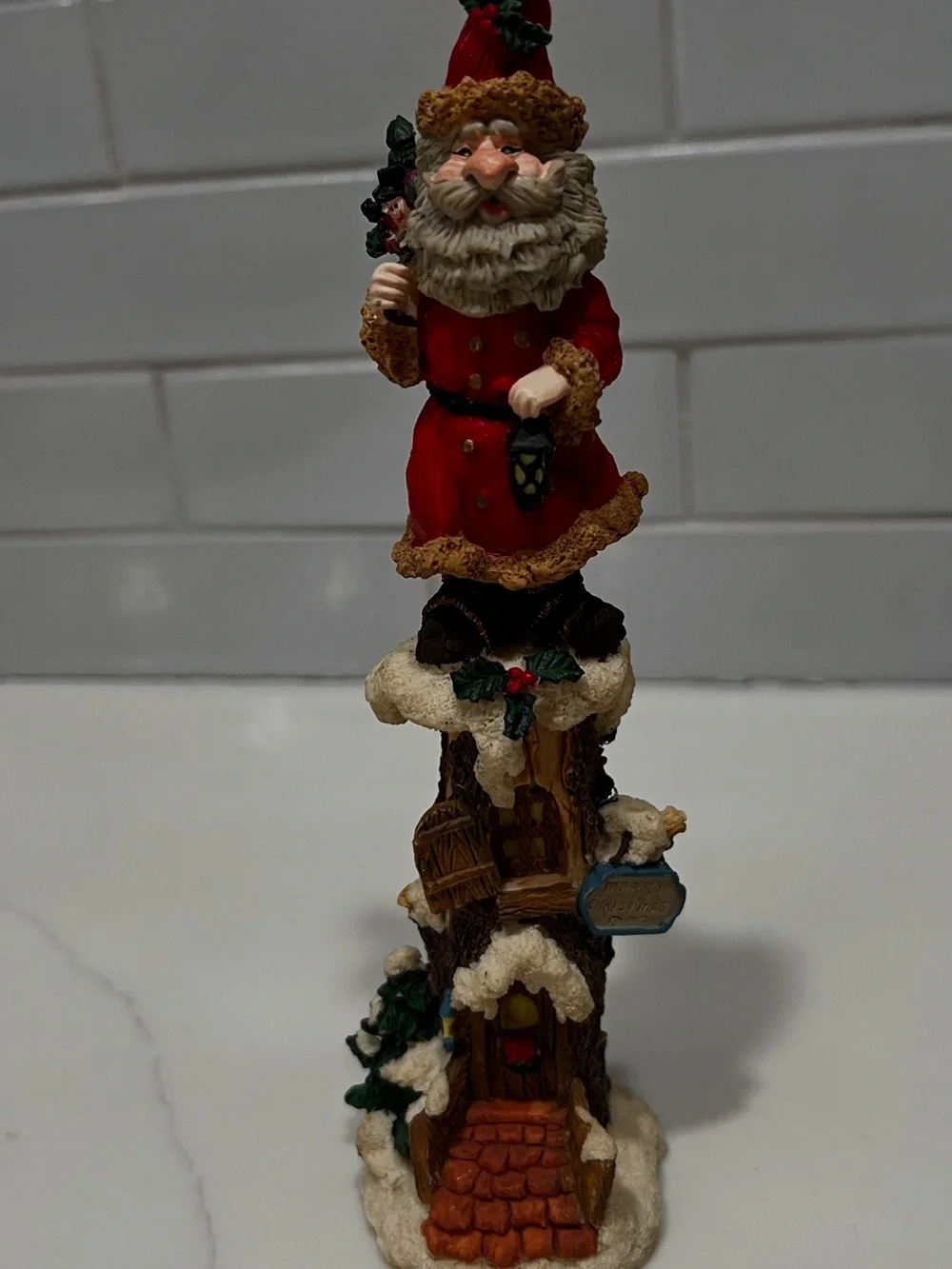Stacked Santa Claus Figurine - Kurt Adler gnome Santa Claus Christmas tree house